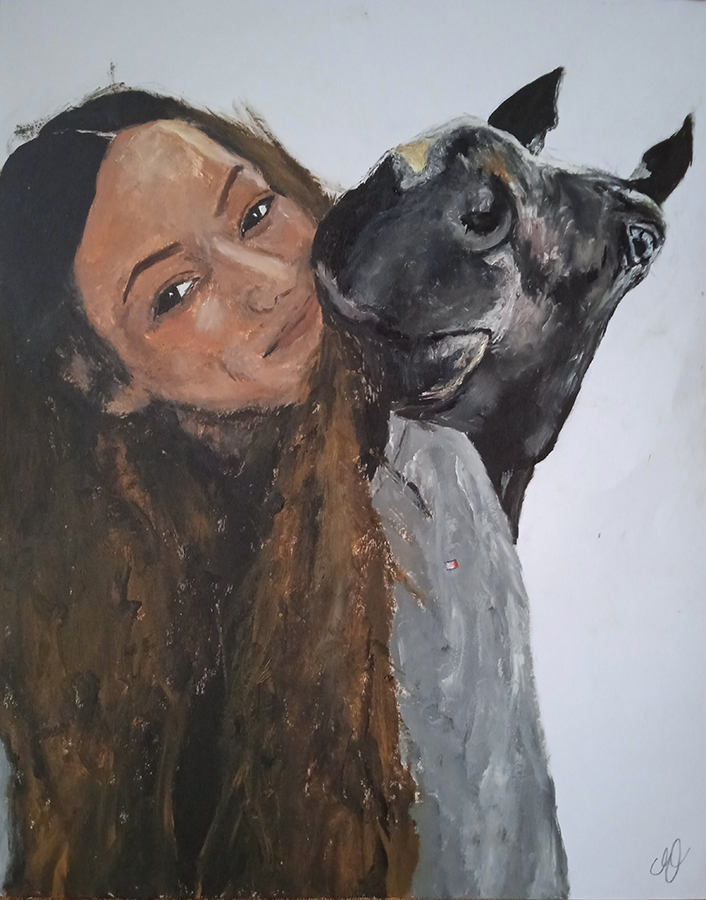 "Justine & Bixente", huile sur papier, 40x50 cm, décembre 2022