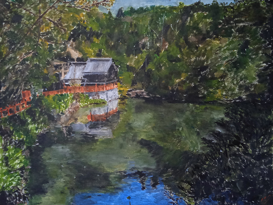 "Estamp-like 2", Fushimi-Inari, Kyoto, huile sur papier, 65x50 cm, mai 2023