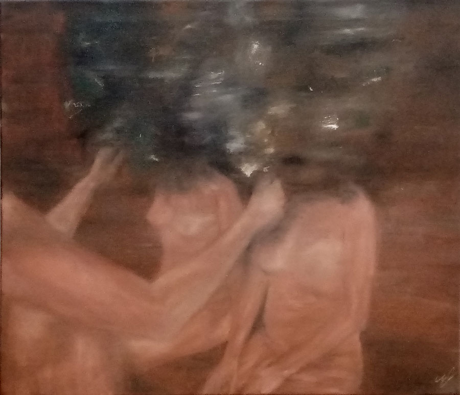 "The Sauna", huile sur toile, 70x60cm, Kaunas 2021
