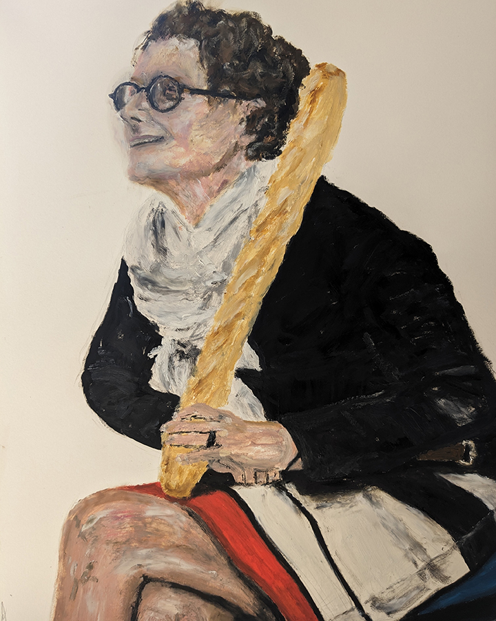 "La jupe Mondrian" , huile sur papier, 50x65 cm, juin 2024
