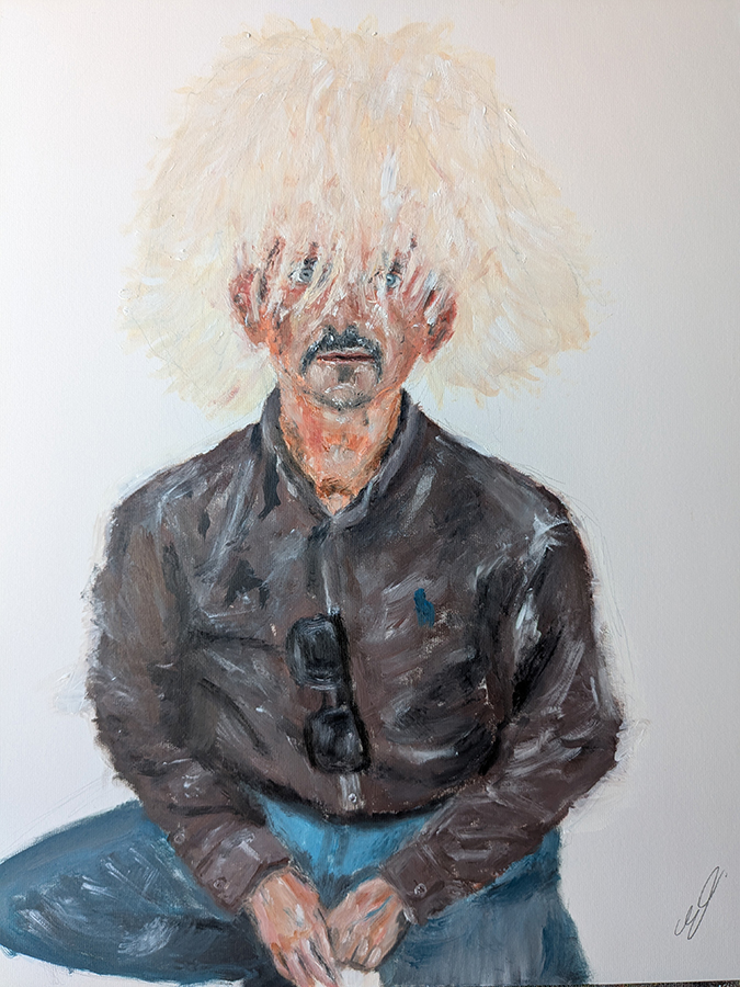 "Le brocanteur", Tachkent, Ouzbékistan, huile sur papier cartonné, 50x65cm, juin 2025