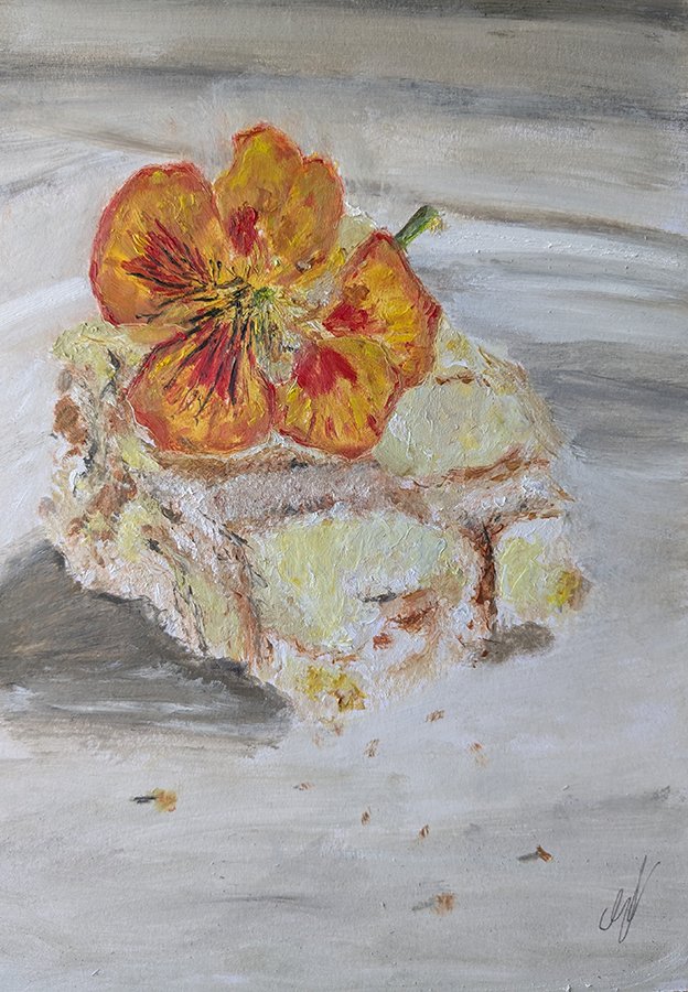 "Torta pasquale", Sicilia, Canicattini Bagni, huile sur papier contrecollé, 29x41 cm, Mai 2025
