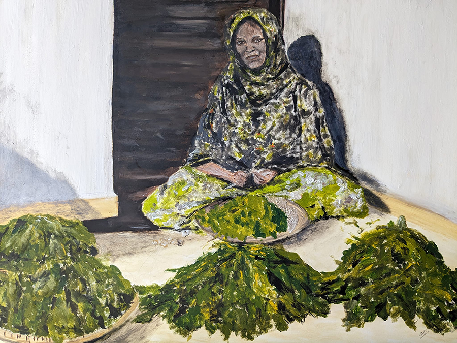 "Pension complète", Zanzibar, huile sur papier, 65x50 cm, septembre 2023